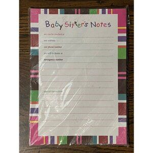 Babysitters Notes Babysitter Emergency Pad Colorful Border & Lines